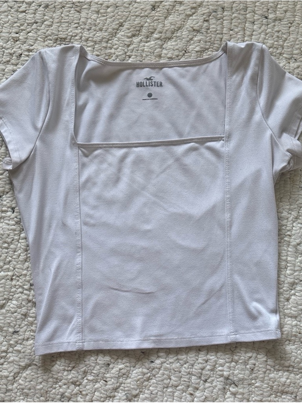 Hollister White Square-Neck Short Sleeve Top